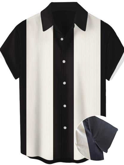 Men's Short Sleeve Bowling Shirt Regular Fit – Retro Casual Style for Everyday & Summer