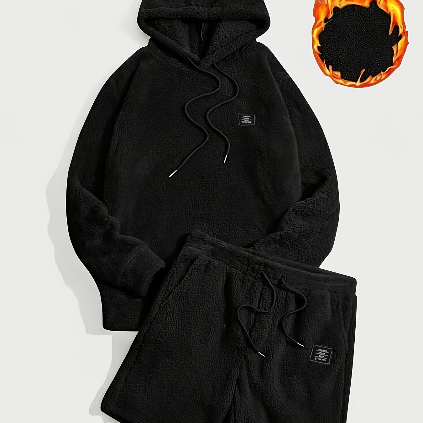 Unisex Teddyfleece Hoodie & Shorts Set Plüsch Hausanzug
