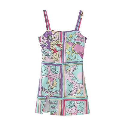Fiona – Creative Print Pinafore Dress for Women