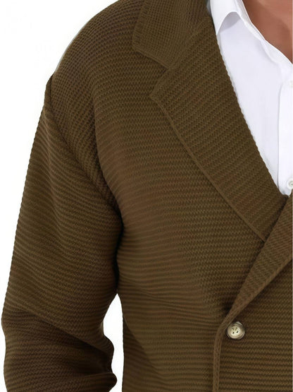 Men's knitted cardigan with lapel collar, double-breasted – Elegant casual blazer for everyday and office use