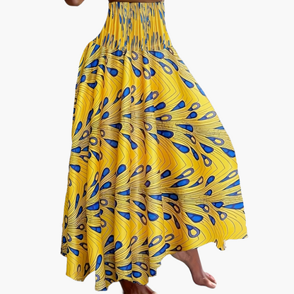 Women's maxi skirt with tropical floral pattern – Elegant summer skirt for leisure and vacation