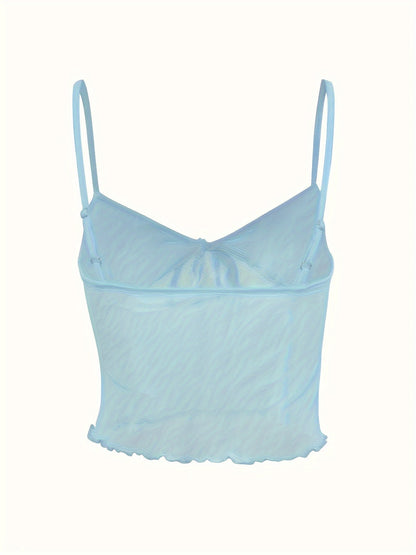 Women's crop top with spaghetti straps and front bow – fashionable party and going-out top