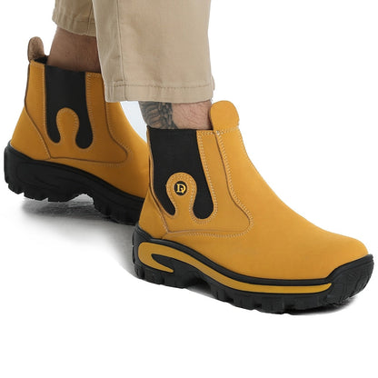 Chelsea Boots Herren Gelb Schwarz mit Profilsohle