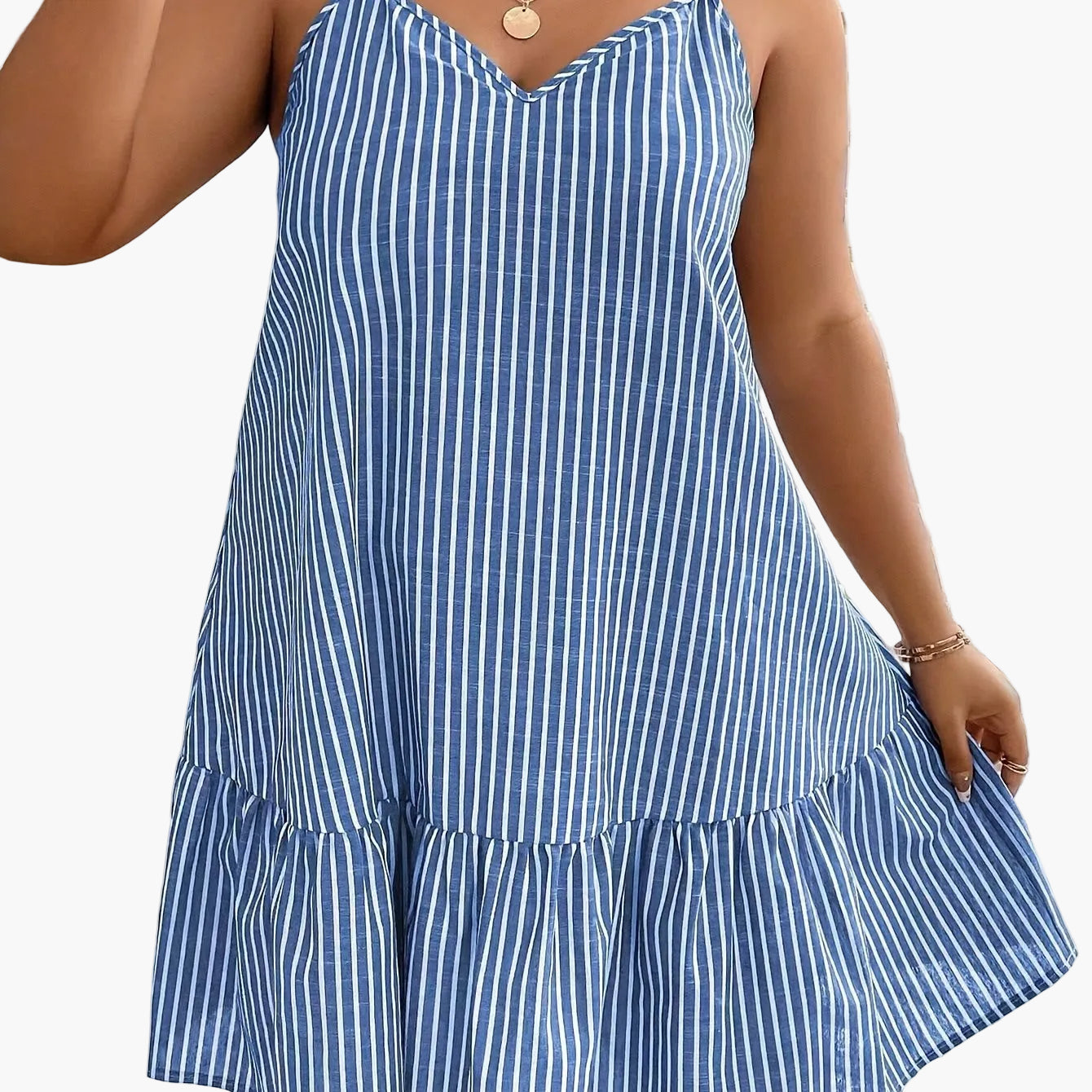 Women's A-line summer dress with stripe pattern and spaghetti straps – Casual & elegant fashion