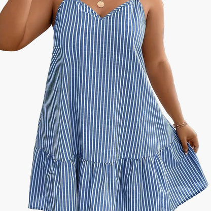 Women's A-line summer dress with stripe pattern and spaghetti straps – Casual & elegant fashion