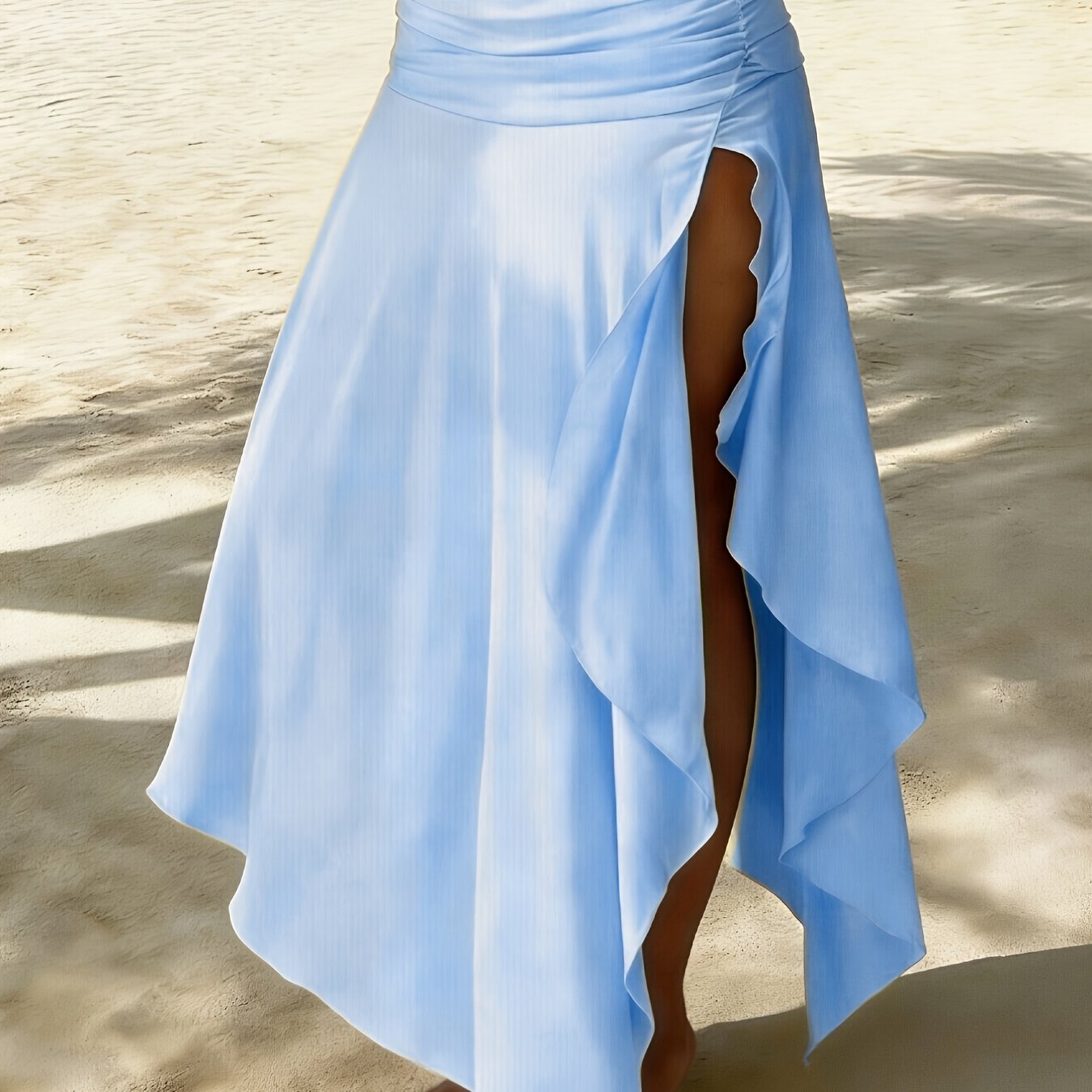 Women's Handkerchief-Hem Maxi Beach Skirt – Elegant Vacation Skirt with Ruffles for Beach & Resort