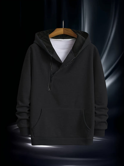 Herren Hoodie mit Reißverschluss und Bauchtasche, Weiß