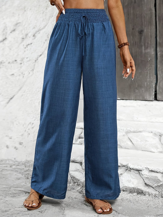 Women's Wide Elegant Pants with Elastic Waistband – Perfect for Everyday and Leisure