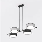 Hanglamp gepoedercoat staal Japandi zwart en grijs, 4 lichtpunten, hoogte verstelbaar – 80 x 46 cm, eettafel