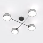 Plafondlamp staal Japandi Maga grijs en zwart, 4 lichtpunten – 96 x 96 cm, voor woonkamer en slaapkamer