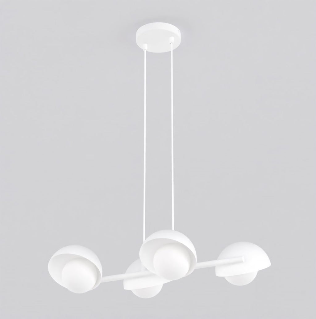 Hanglamp wit gepoedercoat staal Scandinavisch, 4 lichtpunten G9 – 60 x 32 cm, boven eettafel of keukeneiland
