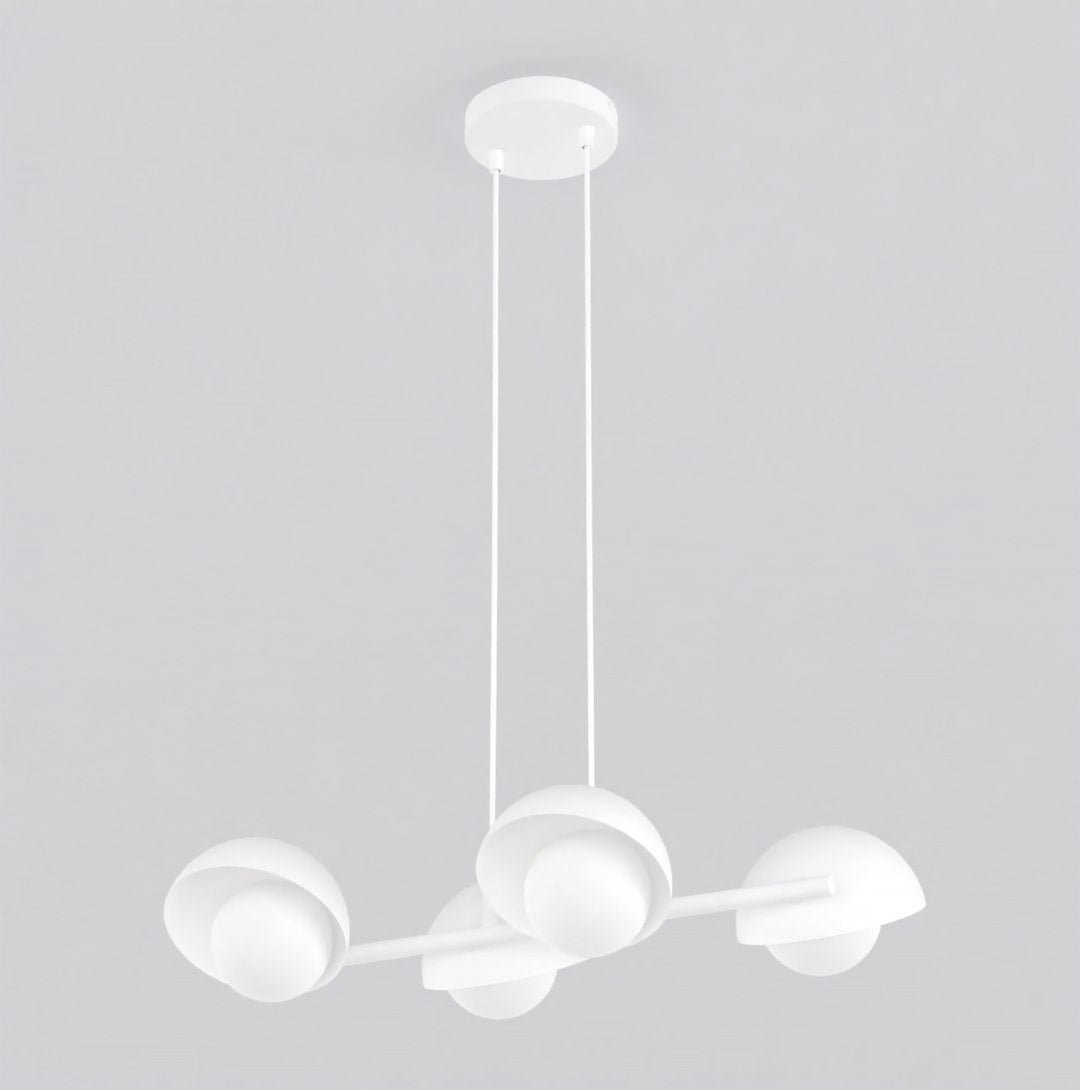 Hanglamp wit gepoedercoat staal Scandinavisch, 4 lichtpunten G9 – 60 x 32 cm, boven eettafel of keukeneiland
