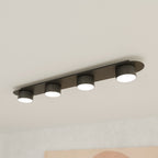 Plafondlamp gepoedercoat staal Diaz modern zwart, 70 cm breed, 4 fittingen, voor woonkamer of slaapkamer