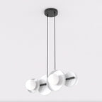 Hanglamp gepoedercoat staal minimalistisch Model 4 zwart wit, 53 x 23 x 120 cm, 4 x G9, boven eettafel