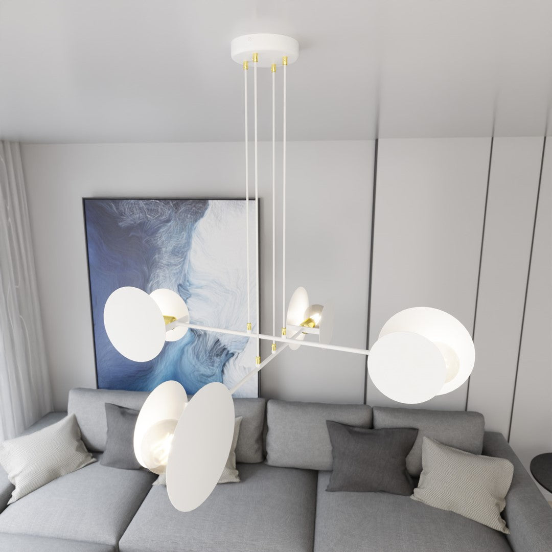 Hanglamp staal modern Idea wit met gouden accenten, 4 lichts E27 – 96 x 100 cm