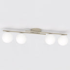 Plafondlamp gepoedercoat staal en glas Caïro beige met witte glazen bollen, 4 lichts E14 – 74 x 20 cm