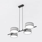 Hanglamp gepoedercoat staal Drumz 4 Japandi grijs, 4 kappen Ø 20 cm, boven eettafel of keukeneiland
