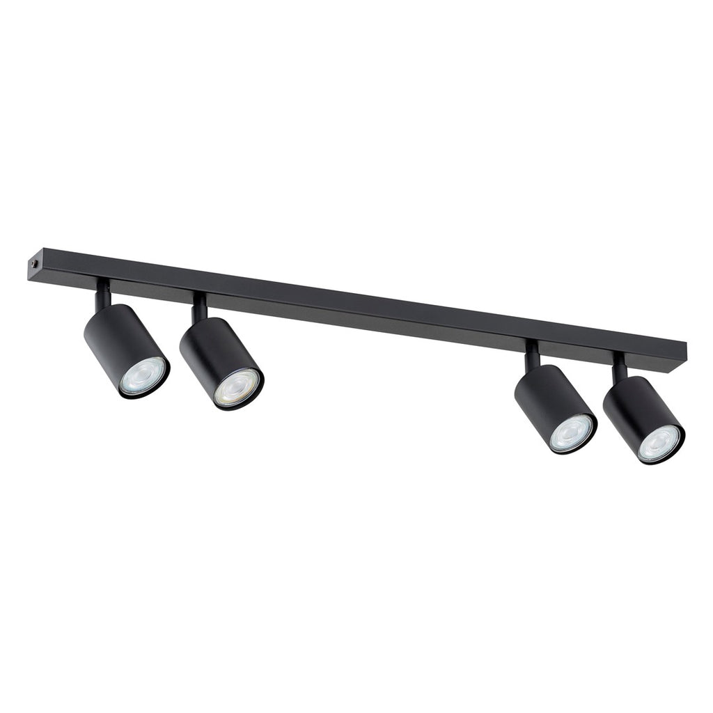 Plafondlamp staal minimalistisch Flash zwart 70 x 14 cm, 4 spots met GU10-fitting voor woonkamer, hal of kantoor