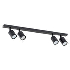Plafondlamp staal minimalistisch Flash zwart 70 x 14 cm, 4 spots met GU10-fitting voor woonkamer, hal of kantoor