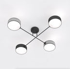 Plafondlamp gepoedercoat staal Japandi zwart en grijs, 4 lichtpunten 96 x 96 cm, voor woonkamer en slaapkamer