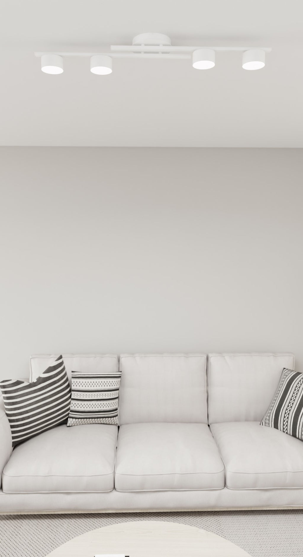 Plafondlamp gepoedercoat staal minimalistisch Fragment wit, 4 lichtpunten voor woonkamer, eetkamer en kantoor
