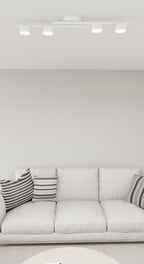Plafondlamp gepoedercoat staal minimalistisch Fragment wit, 4 lichtpunten voor woonkamer, eetkamer en kantoor