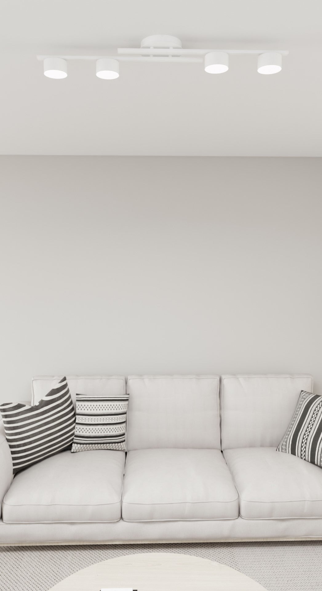 Plafondlamp gepoedercoat staal minimalistisch Fragment wit, 4 lichtpunten voor woonkamer, eetkamer en kantoor