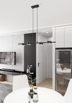 Hanglamp gepoedercoat staal modern Sora, zwart, 80 x 19 x 140 cm, 4 lichtpunten voor eetkamer, keuken en kantoor
