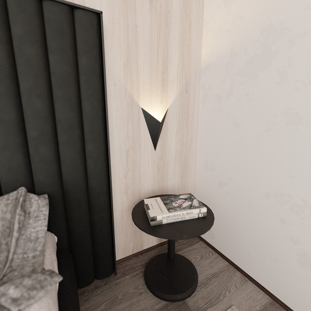 Wandlamp gepoedercoat staal minimalistisch zwart 19 x 30 cm, voor trap, gang en entree