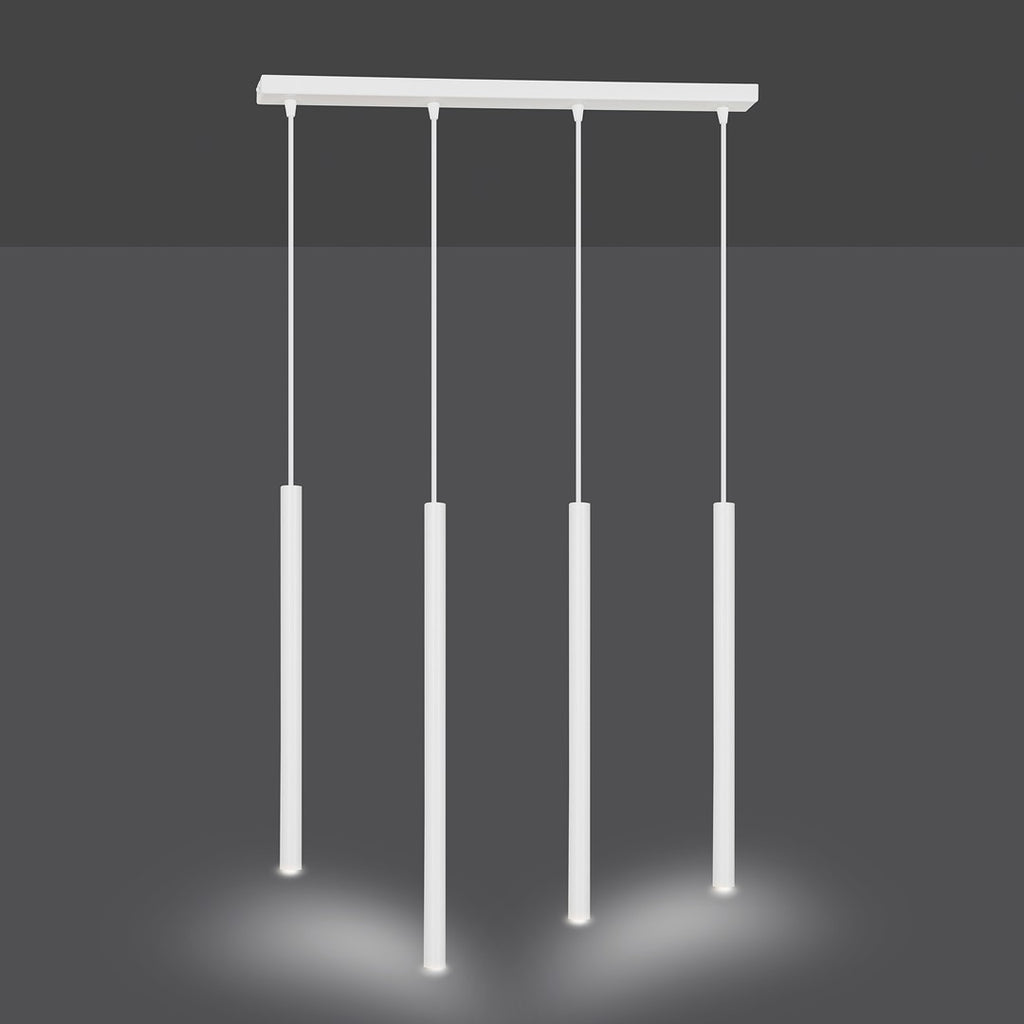 Hanglamp gepoedercoat staal minimalistisch Selter 4 wit, 4 lichtpunten G9, 60 x 120 cm, woonkamer en eetkamer