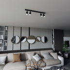 Plafondlamp staal minimalistisch Flash zwart 70 x 14 cm, 4 spots met GU10-fitting voor woonkamer, hal of kantoor