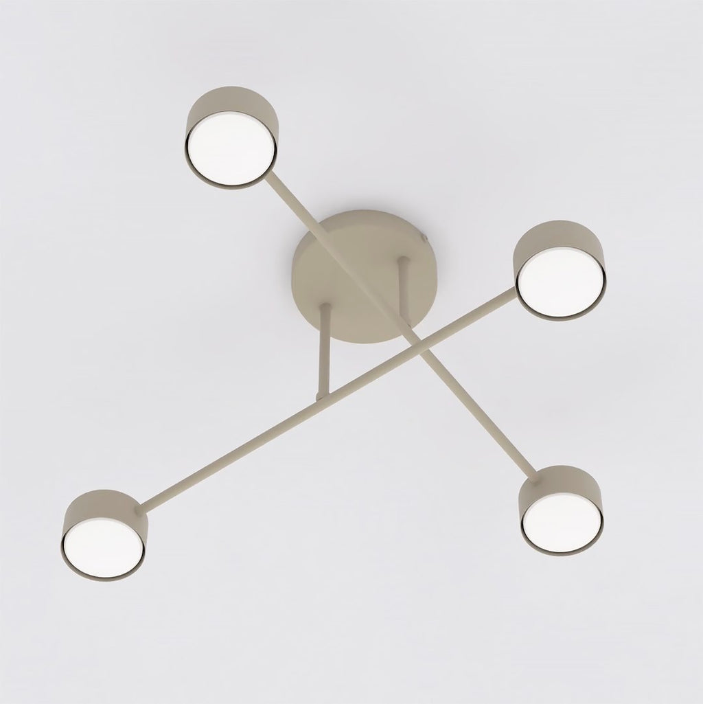 Plafondlamp gepoedercoat staal Halo modern beige 60 x 60 cm, 4 lichtpunten voor woonkamer, slaapkamer of eetruimte