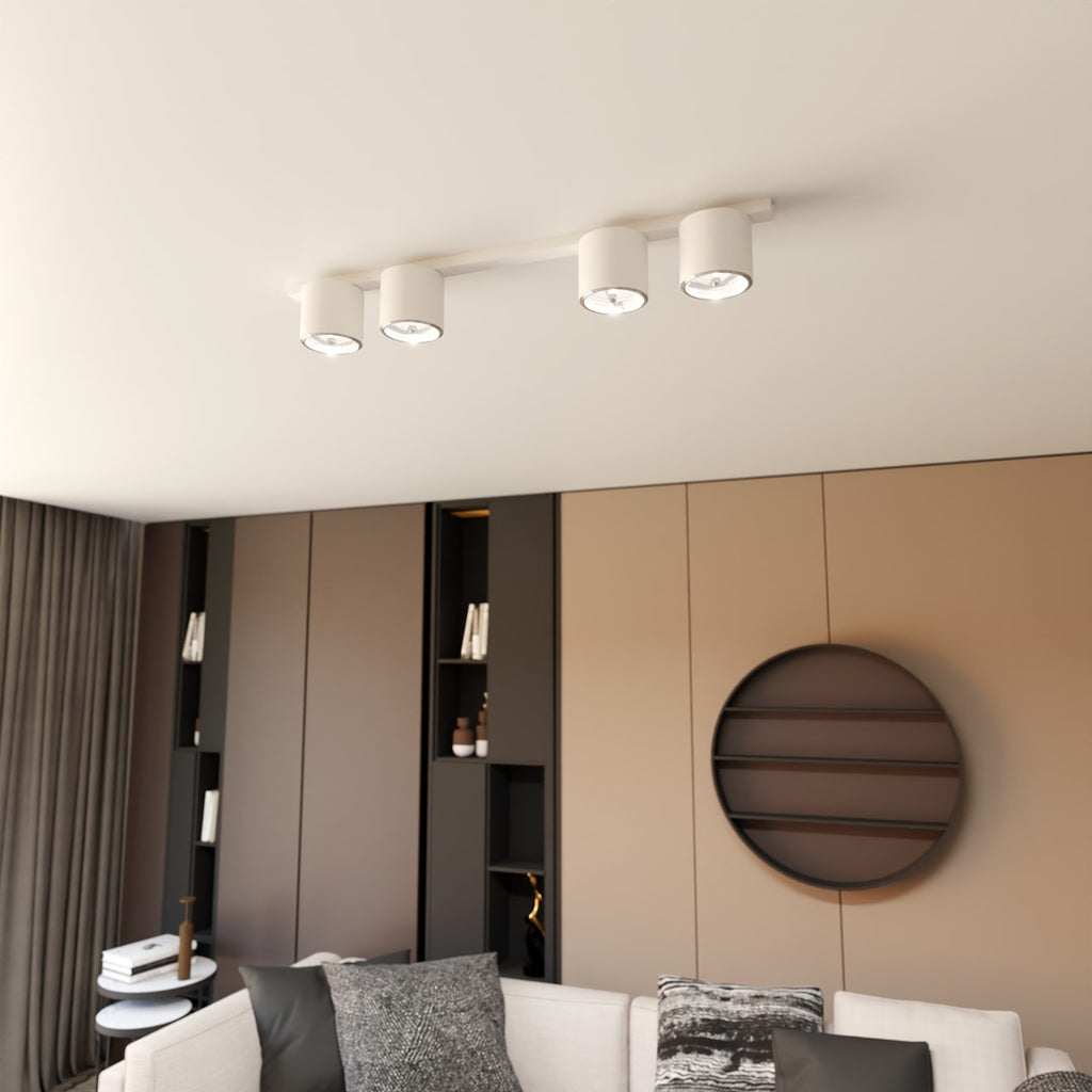 Plafondlamp gepoedercoat staal minimalistisch wit 90 cm breed, met 4 lichtpunten voor woonkamer, hal of kantoor