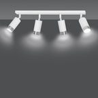 Plafondlamp staal Hiro, modern, wit met zilver, 60 cm, 4 verstelbare spots, voor keuken, hal of slaapkamer