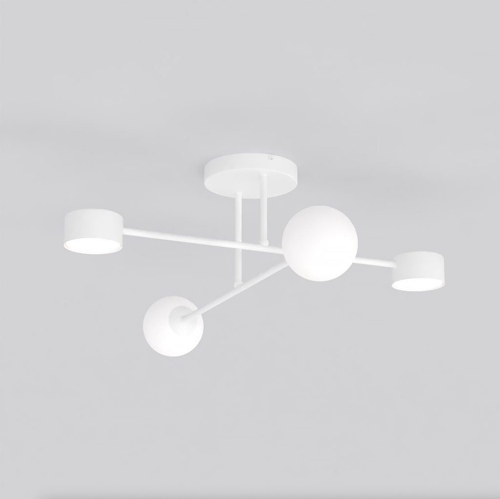 Plafondlamp gepoedercoat staal modern Holon wit, 4 fittingen – 64 x 64 x 23 cm voor woonkamer of hal