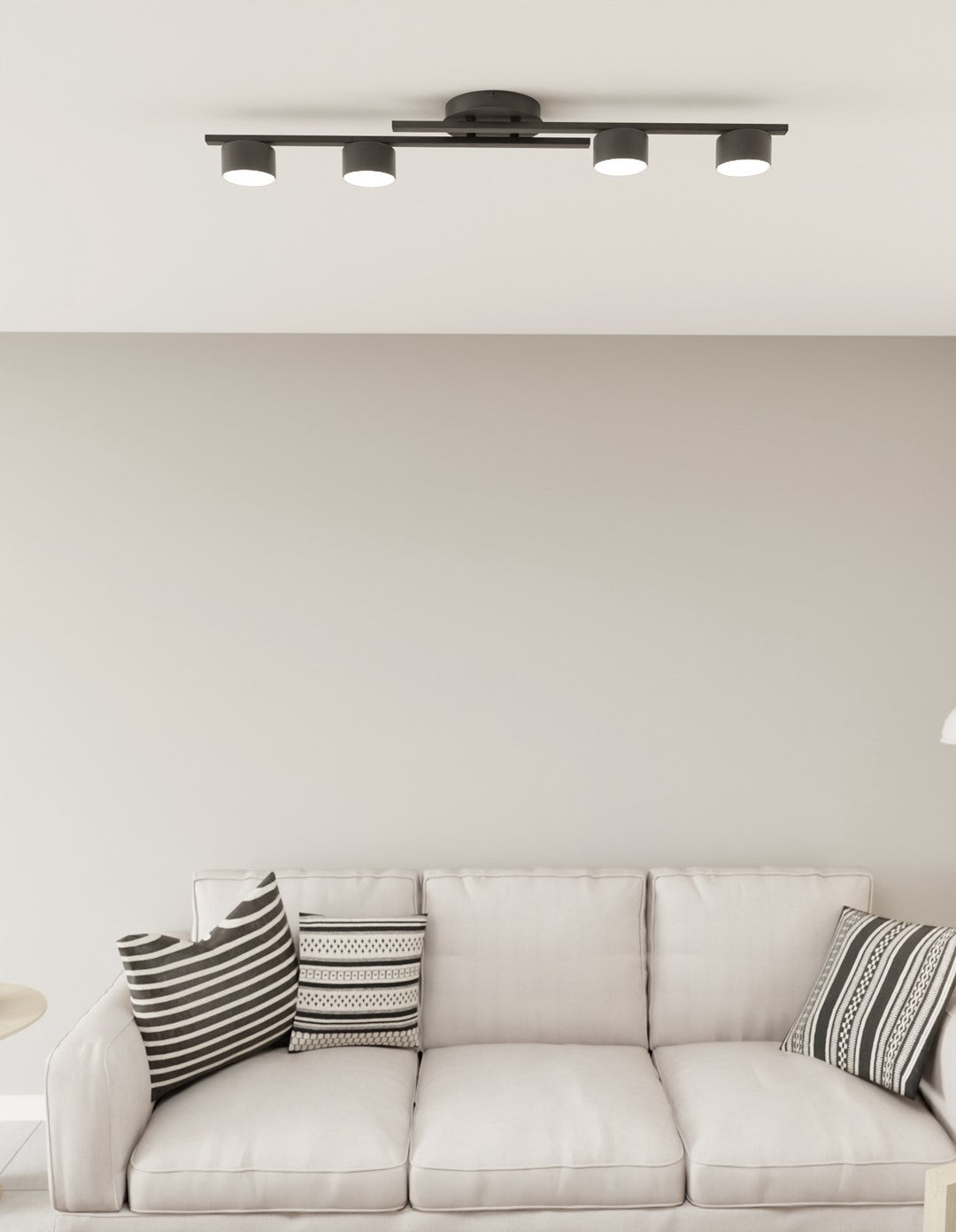 Plafondlamp staal minimalistisch Fragment zwart, 4 fittingen, voor woonkamer, eetkamer en kantoor