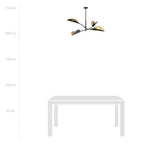 Plafondlamp gepoedercoat staal modern Lotus zwart goud, 4 lichtpunten, 102 x 51 cm, woonkamer en slaapkamer