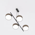 Hanglamp lineair gepoedercoat staal Japandi Drumz 4 bruin zwart, 4 kappen Ø 20 cm, eettafel en keukeneiland