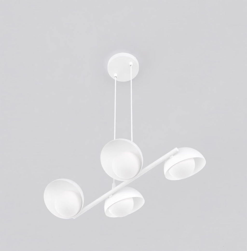 Hanglamp wit gepoedercoat staal Scandinavisch, 4 lichtpunten G9 – 60 x 32 cm, boven eettafel of keukeneiland