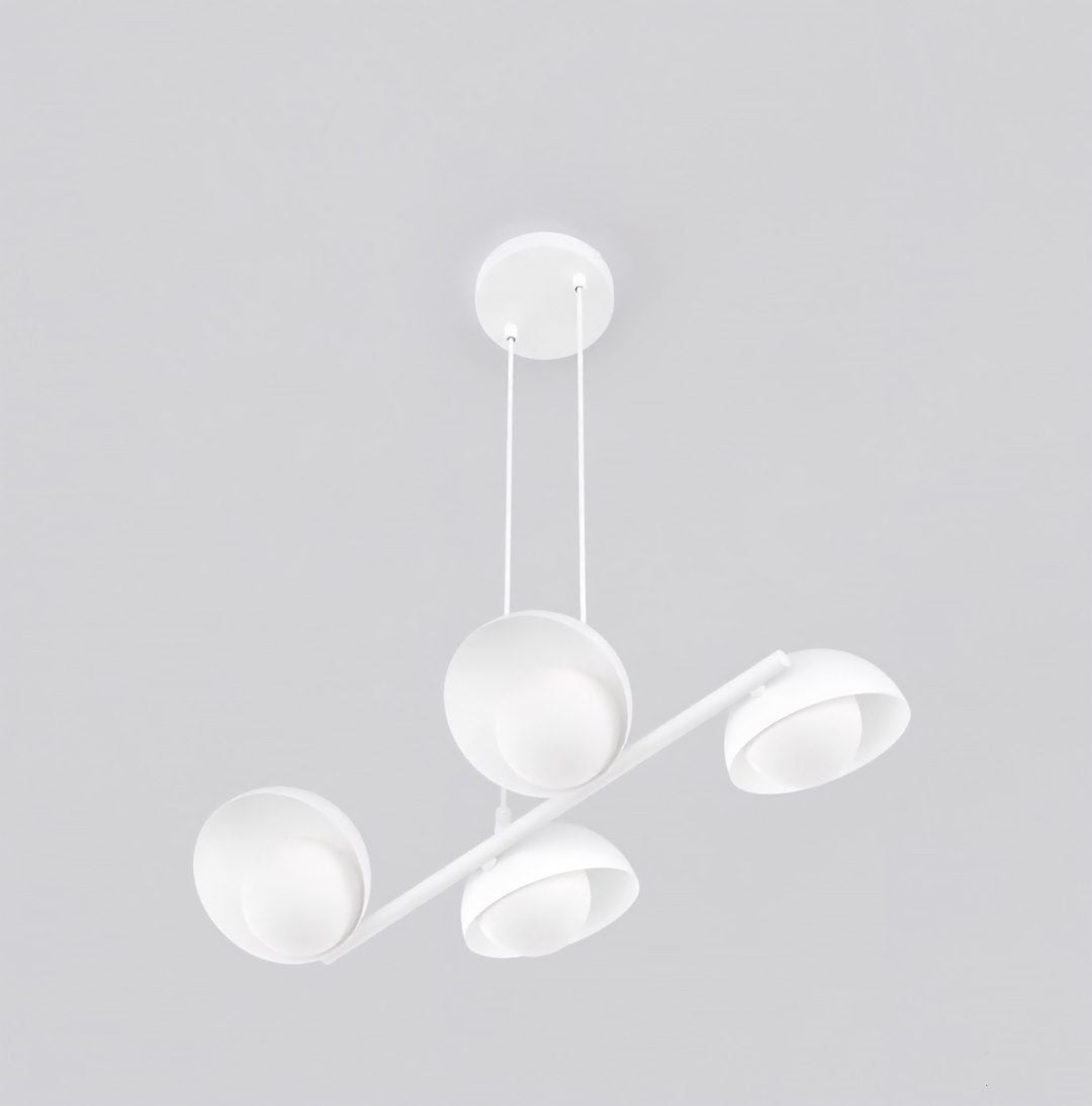Hanglamp wit gepoedercoat staal Scandinavisch, 4 lichtpunten G9 – 60 x 32 cm, boven eettafel of keukeneiland