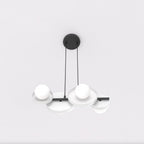Hanglamp gepoedercoat staal minimalistisch Model 4 zwart wit, 53 x 23 x 120 cm, 4 x G9, boven eettafel
