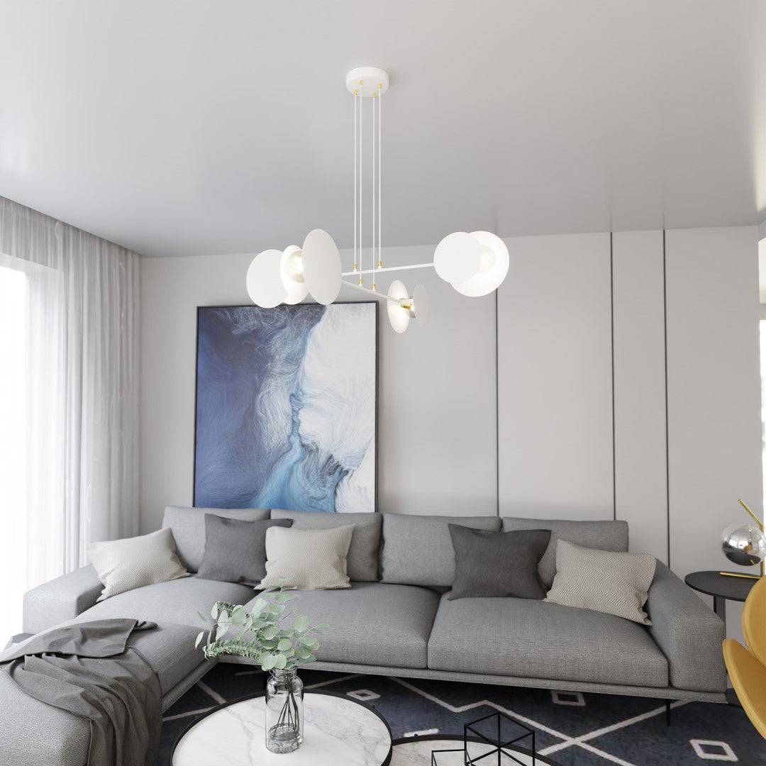 Hanglamp staal modern Idea wit met gouden accenten, 4 lichts E27 – 96 x 100 cm