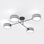 Plafondlamp staal Japandi Maga grijs en zwart, 4 lichtpunten – 96 x 96 cm, voor woonkamer en slaapkamer