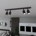 Plafondlamp staal minimalistisch Flash zwart 70 x 14 cm, 4 spots met GU10-fitting voor woonkamer, hal of kantoor