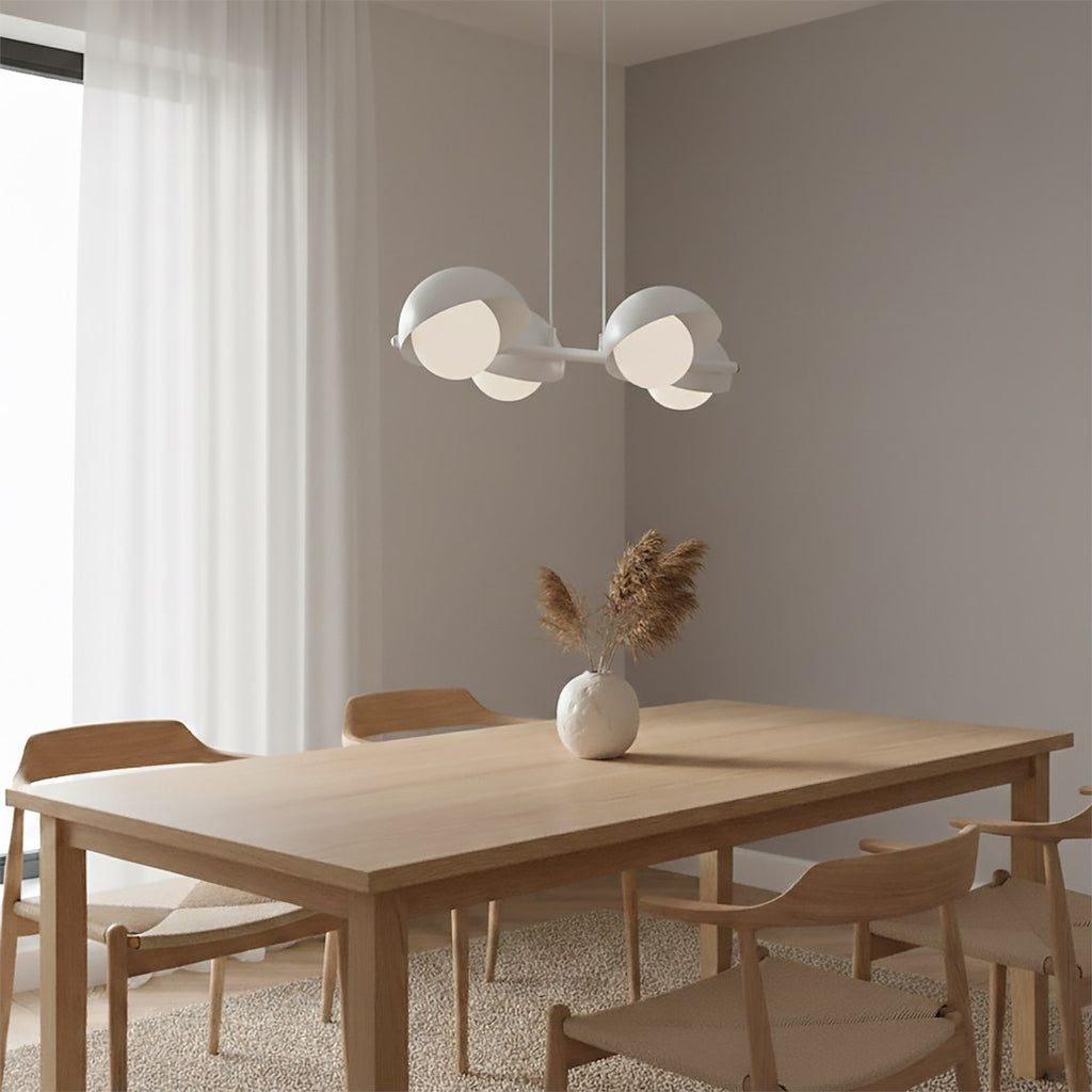 Hanglamp wit gepoedercoat staal Scandinavisch, 4 lichtpunten G9 – 60 x 32 cm, boven eettafel of keukeneiland