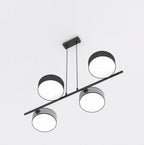 Hanglamp gepoedercoat staal Japandi zwart en grijs, 4 lichtpunten, hoogte verstelbaar – 80 x 46 cm, eettafel