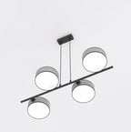Hanglamp gepoedercoat staal Drumz 4 Japandi grijs, 4 kappen Ø 20 cm, boven eettafel of keukeneiland