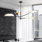 Plafondlamp gepoedercoat staal, modern, Vene zwart met wit en gouden kappen, 4 lichts, 102 x 51 cm, woonkamer en slaapkamer