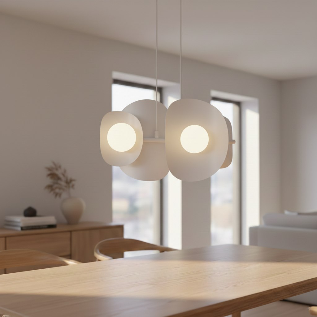 Hanglamp gepoedercoat staal modern Elementi 4 wit, 4 lichtpunten G9, 54 x 23 x 120 cm, eettafel en keukeneiland