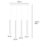 Hanglamp gepoedercoat staal minimalistisch Selter 4 wit, 4 lichtpunten G9, 60 x 120 cm, woonkamer en eetkamer